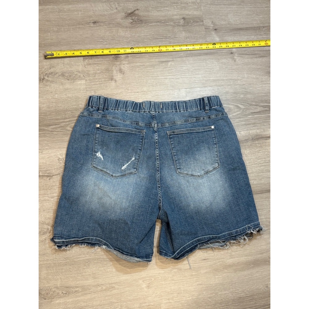 Judy Blue Denim Shorts Frayed Hem‎ Elastic Waist Comfort Stretch 3XL - Picture 7 of 8